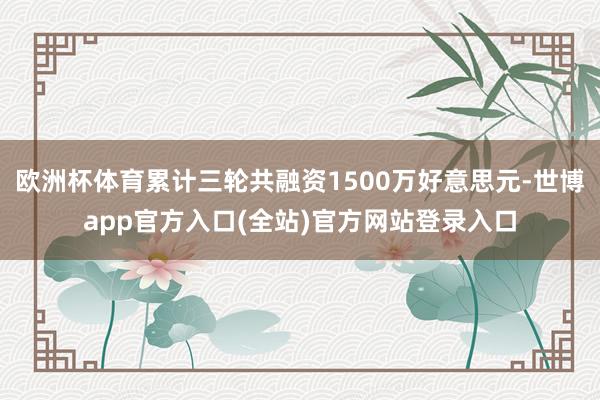 欧洲杯体育累计三轮共融资1500万好意思元-世博app官方入口(全站)官方网站登录入口