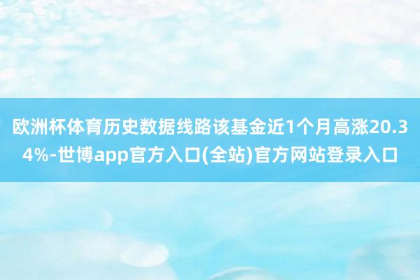欧洲杯体育历史数据线路该基金近1个月高涨20.34%-世博app官方入口(全站)官方网站登录入口