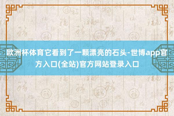 欧洲杯体育它看到了一颗漂亮的石头-世博app官方入口(全站)官方网站登录入口