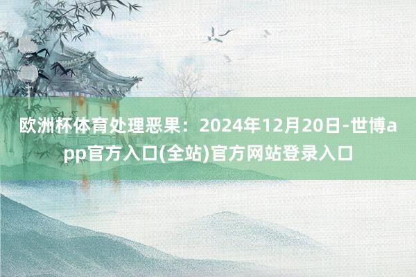 欧洲杯体育处理恶果：2024年12月20日-世博app官方入口(全站)官方网站登录入口