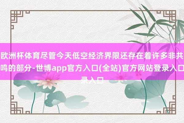 欧洲杯体育尽管今天低空经济界限还存在着许多非共鸣的部分-世博app官方入口(全站)官方网站登录入口