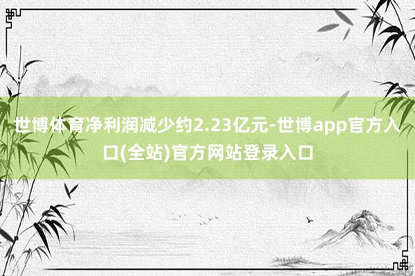 世博体育净利润减少约2.23亿元-世博app官方入口(全站)官方网站登录入口