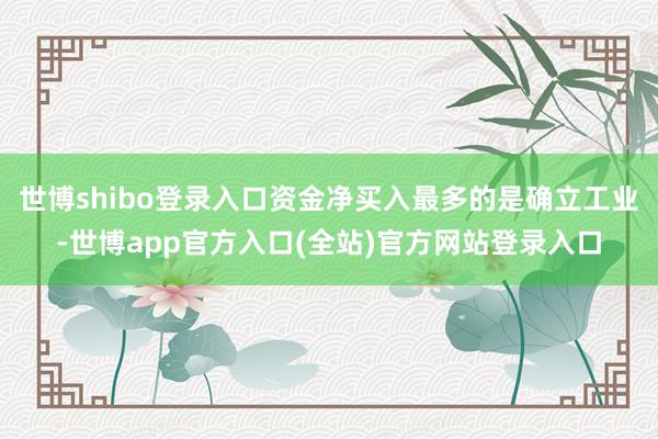 世博shibo登录入口资金净买入最多的是确立工业-世博app官方入口(全站)官方网站登录入口