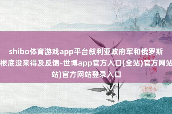 shibo体育游戏app平台叙利亚政府军和俄罗斯维和部队根底没来得及反馈-世博app官方入口(全站)官方网站登录入口
